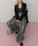 【一部カラー予約】デニム×ギャザーチュールパンツ