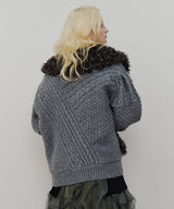 【予約10%OFF】【TEN by LA BELLE ETUDE】ニッティングパターン×ファーニットライダースジャコット