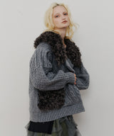【予約10%OFF】【TEN by LA BELLE ETUDE】ニッティングパターン×ファーニットライダースジャコット