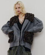 【予約10%OFF】【TEN by LA BELLE ETUDE】ニッティングパターン×ファーニットライダースジャコット