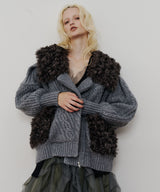 【予約10%OFF】【TEN by LA BELLE ETUDE】ニッティングパターン×ファーニットライダースジャコット