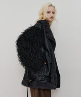 【予約10%OFF】ボリュームファー×レザーBIGジャケットコート