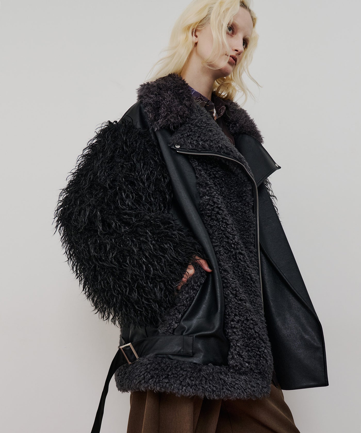 Etude ファーコート M 予約】ボリュームファー×レザーBIGジャケットコート – LA BELLE ETUDE