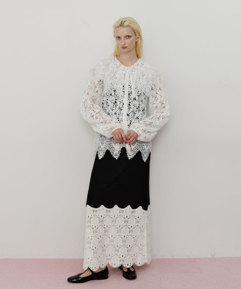 総レースBIGモチーフレース衿ブラウス　