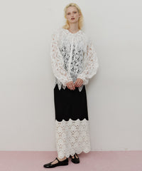 総レースBIGモチーフレース衿ブラウス　