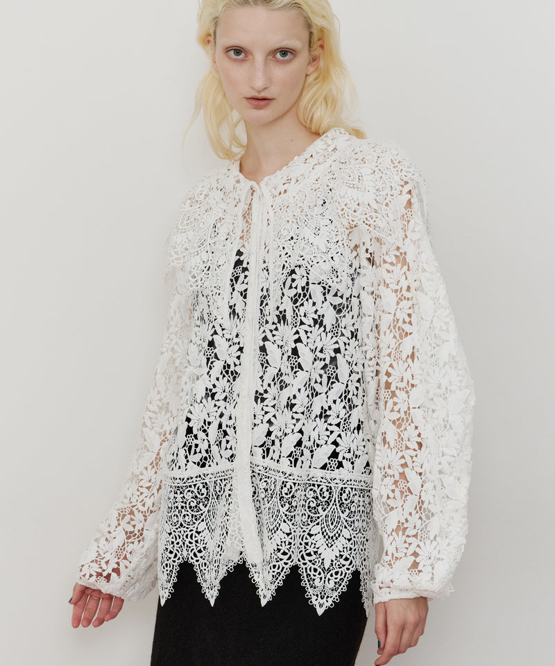 総レースBIGモチーフレース衿ブラウス　