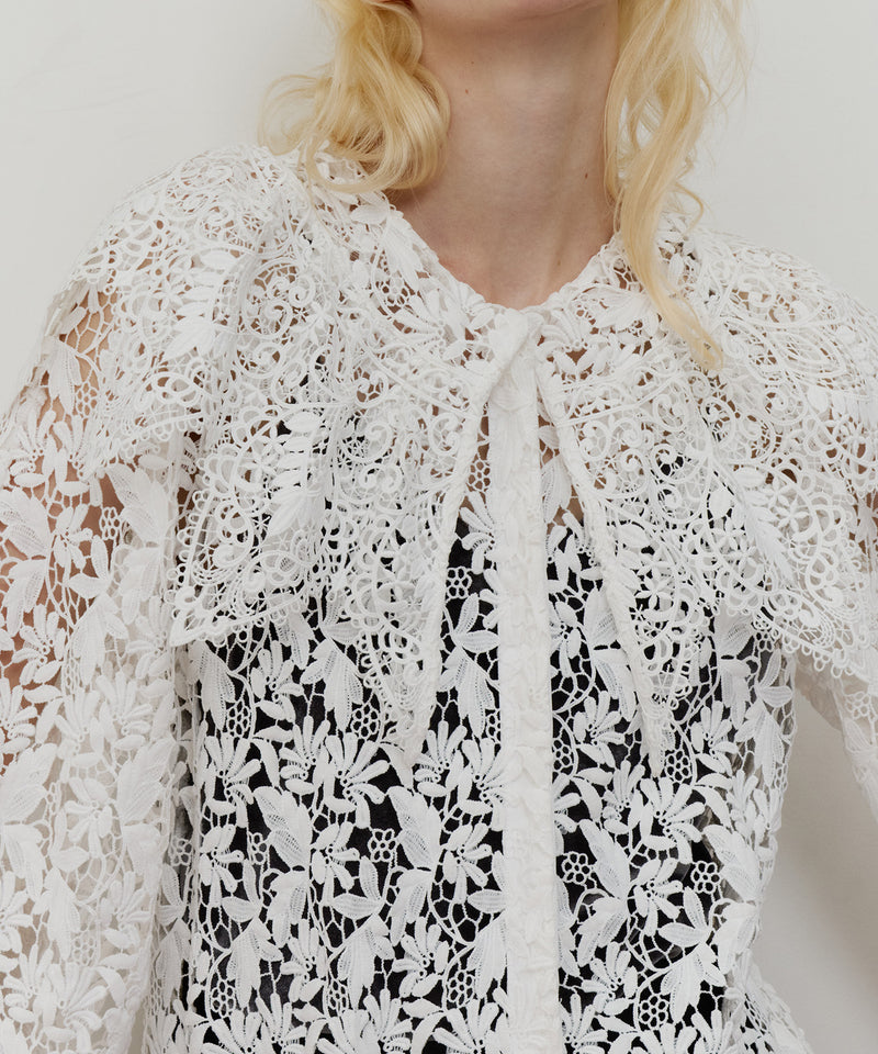 総レースBIGモチーフレース衿ブラウス　