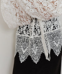 総レースBIGモチーフレース衿ブラウス　