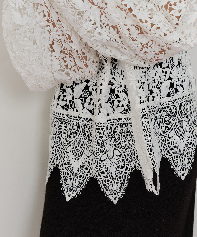 総レースBIGモチーフレース衿ブラウス　