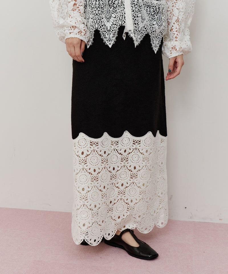 【TEN by LA BELLE ETUDE】Crochet long knit skirt