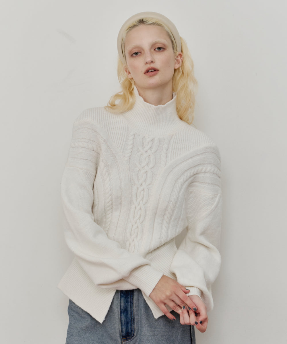 TEN by LA BELLE ETUDE】ケーブル柄ペプラムニット – LA BELLE ETUDE