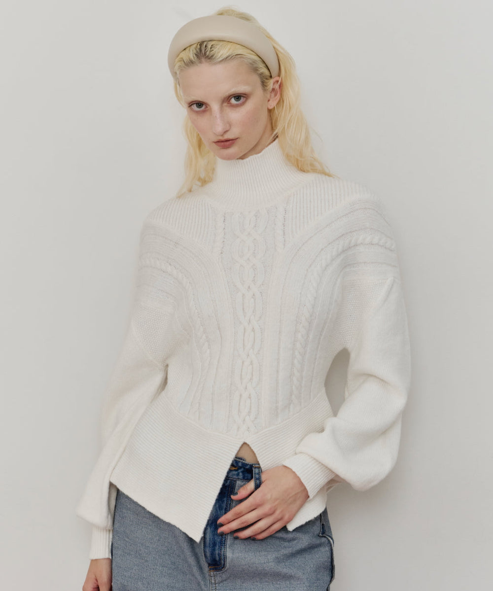 TEN by LA BELLE ETUDE】ケーブル柄ペプラムニット – LA BELLE ETUDE