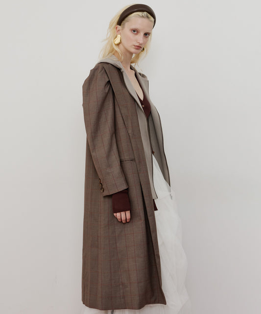 フーディ×チェック2way longジャケット