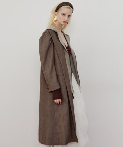 フーディ×チェック2way longジャケット