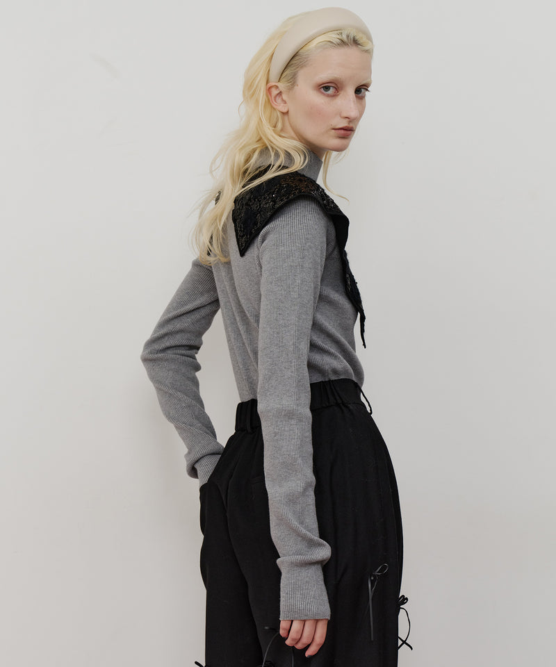 【予約10%OFF】ハイネックリブ長袖ニット