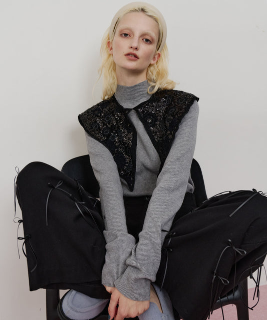 【一部カラー予約】ハイネックリブ長袖ニット