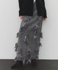 【J1U by LA BELLE ETUDE】many ribbon denim skirt