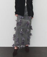 【J1U by LA BELLE ETUDE】many ribbon denim skirt