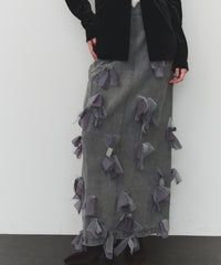 【J1U by LA BELLE ETUDE】many ribbon denim skirt