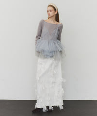 【J1U by LA BELLE ETUDE】many ribbon denim skirt