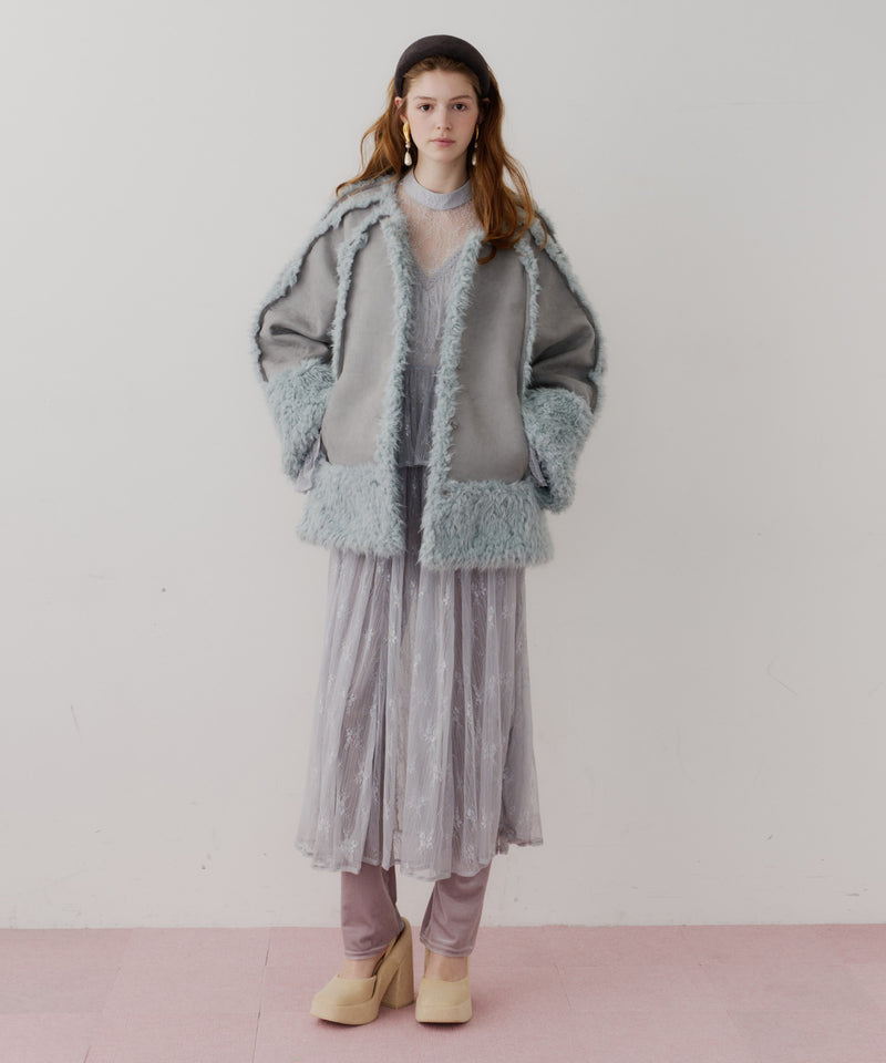 【予約】【J1U by LA BELLE ETUDE】ノーカラームートンライクボンディングコート