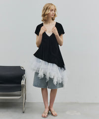 【予約】2wayシアーベロアアシンメトリーTOPS