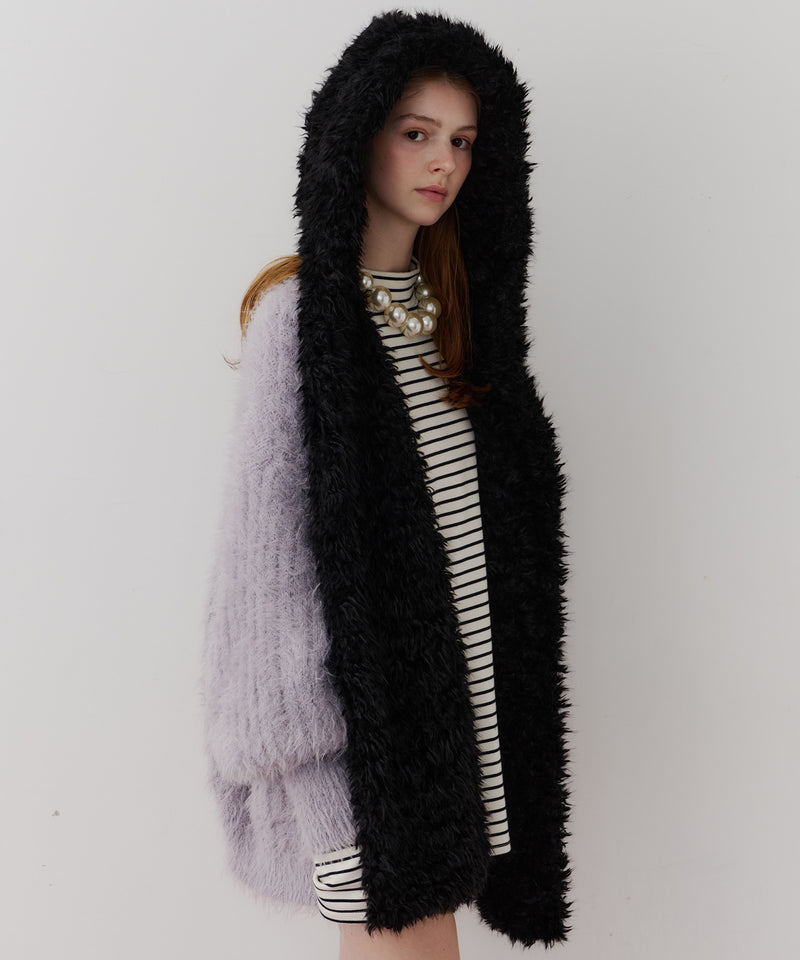 【予約】【J1U by LA BELLE ETUDE】ムートンライクボンディングフードマフラー