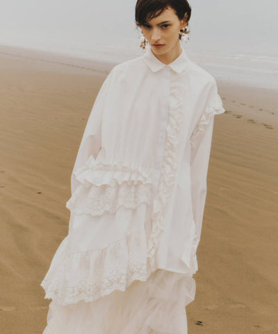 【予約10%OFF】【J1U by LA BELLE ETUDE】レトロレースアシメデザインシャツ