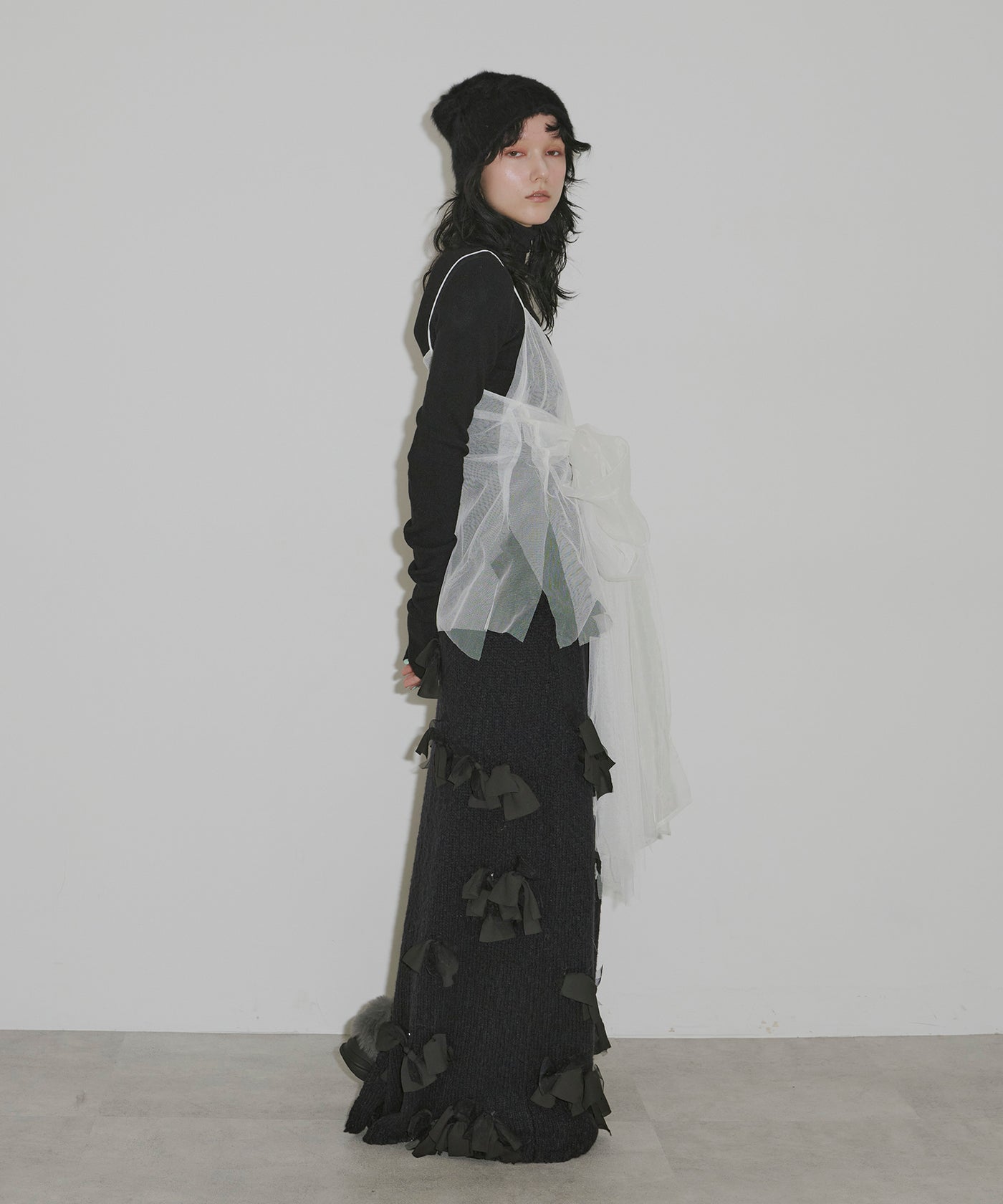 メニーリボンサマーニットIラインスカートII J1U by LA BELLE ETUDE スカート メニーリボンニットIラインスカートII