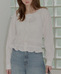 【GIUNON】pintuck frill collar blouse / ピンタックフリルカラーブラウス