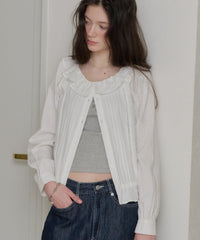 【GIUNON】pintuck frill collar blouse / ピンタックフリルカラーブラウス