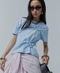 【yae】Flower Crinkle T shirt / フラワークリンクルTシャツ