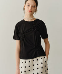 【yae】Flower Crinkle T shirt / フラワークリンクルTシャツ