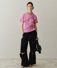 【yae】Flower Crinkle T shirt / フラワークリンクルTシャツ