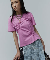 【yae】Flower Crinkle T shirt / フラワークリンクルTシャツ