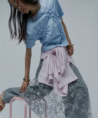 【yae】Flower Crinkle T shirt / フラワークリンクルTシャツ