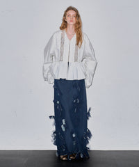 【J1U by LA BELLE ETUDE】many ribbon denim skirt