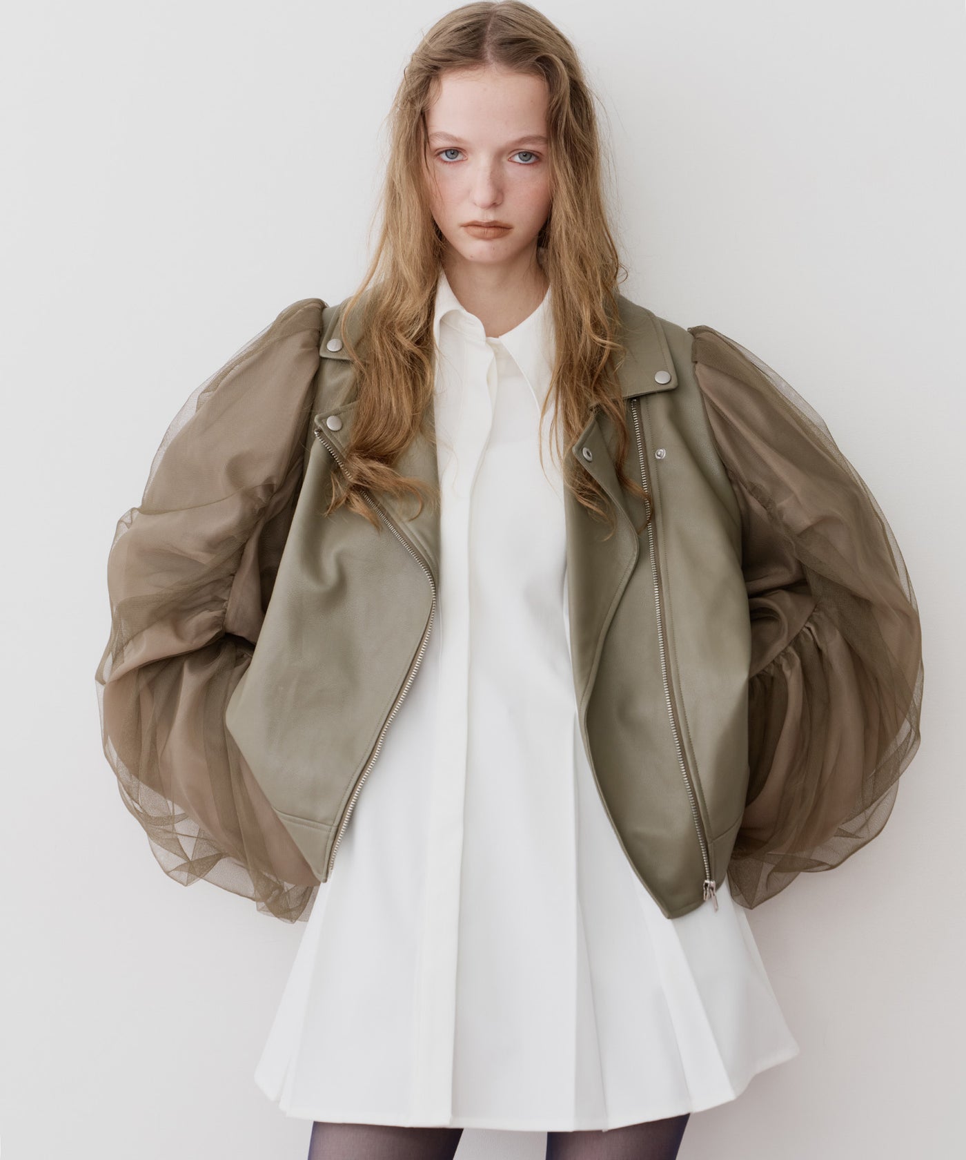 ギャザードレープチュールスリーブレザーJK – LA BELLE ETUDE online store