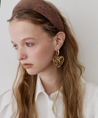 Vintage調オリジナルハートモチーフイヤリング