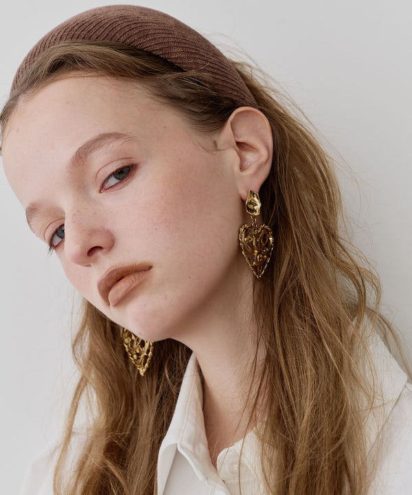 Vintage調オリジナルハートモチーフイヤリング