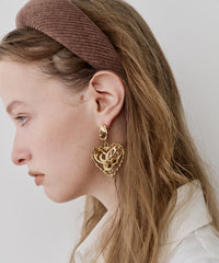 Vintage調オリジナルハートモチーフイヤリング