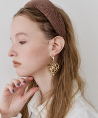 Vintage調オリジナルハートモチーフイヤリング