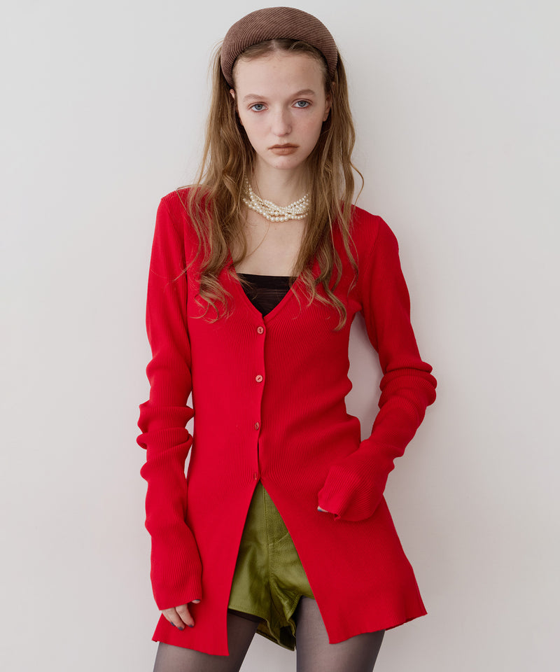 バックスリットリブカーディガン