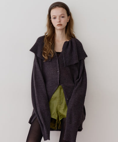 フリル衿カーディガン