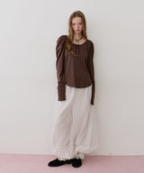 【再入荷予約】ギャザーパフロングスリーブカットソー