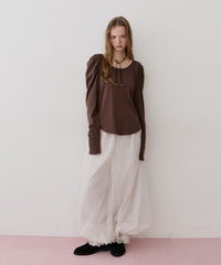 【再入荷予約】ギャザーパフロングスリーブカットソー