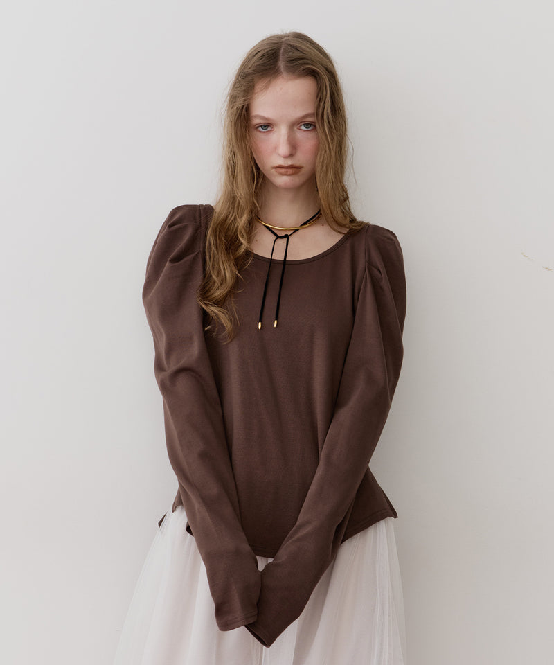 【再入荷予約】ギャザーパフロングスリーブカットソー