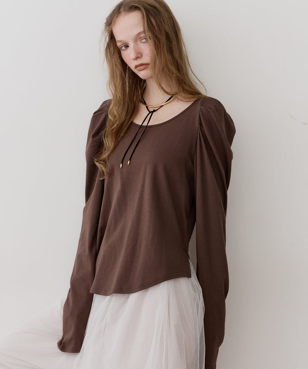 【再入荷予約】ギャザーパフロングスリーブカットソー