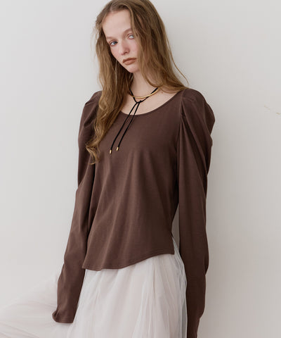 【再入荷予約】ギャザーパフロングスリーブカットソー