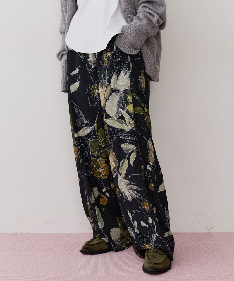 オリジナルvintageフラワープリントストレートパンツ